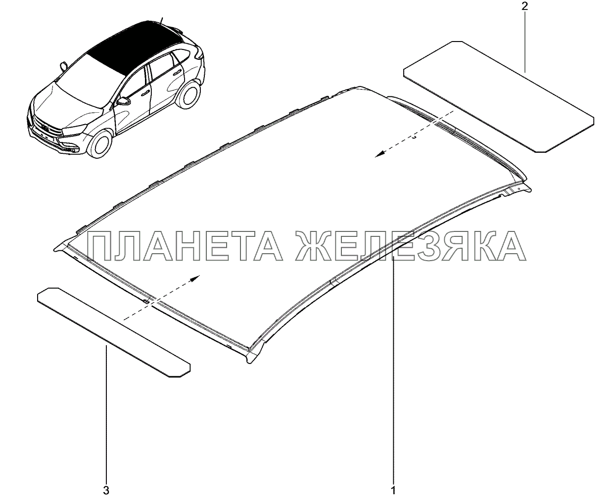 450110. Панель крыши Lada Xray